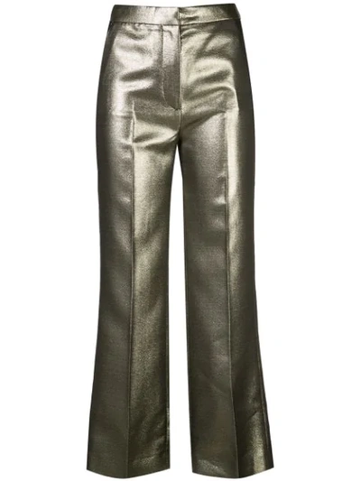 Alexa Chung Metallic High-waisted Trousers In Gold