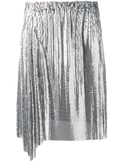 Paco Rabanne Silver Draped Mini Skirt