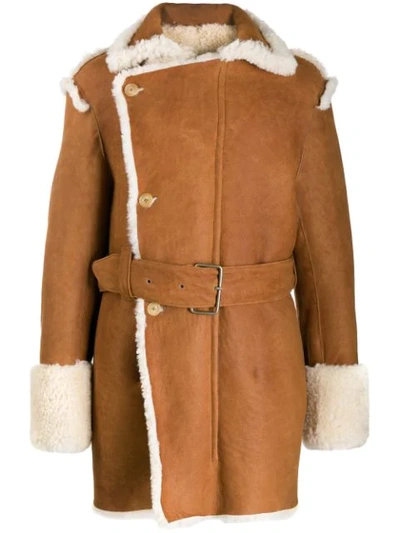 Ann Demeulemeester Shearling-lined Coat In Brown