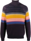 Missoni Striped Roll Neck Jumper In 紫色