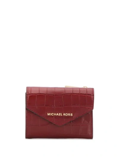 Michael Michael Kors Embossed Square Wallet In Red