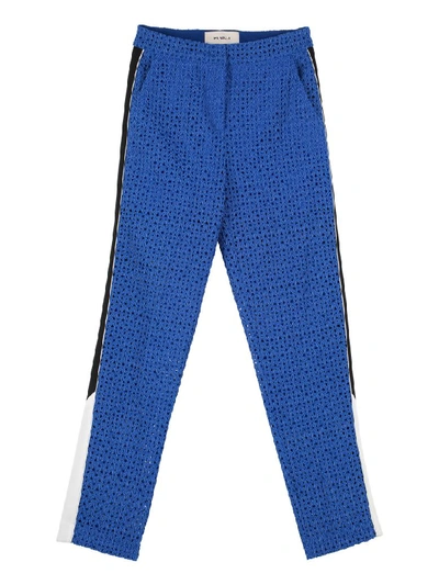 Pinko Venale Side Stripes Lace Trousers In Blue