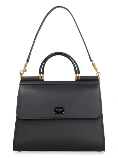 Dolce & Gabbana Sicily 58 Leather Tote Bag In Black