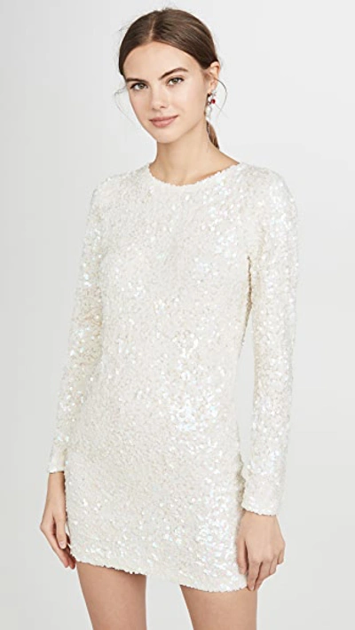 Ashish Sequin Long Sleeve Dress In White