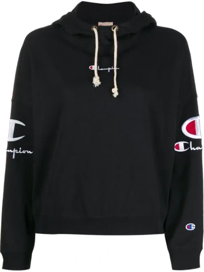 Champion Sleeve Logo Hooded Top In Nbk Black