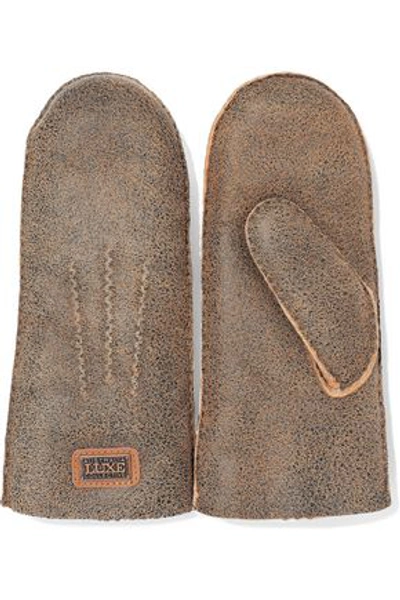 Australia Luxe Collective Burnished Shearling Mittens In Camel