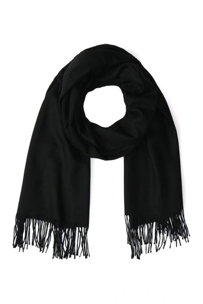 Amicale Tissue Weight Fringe Scarf In 001black