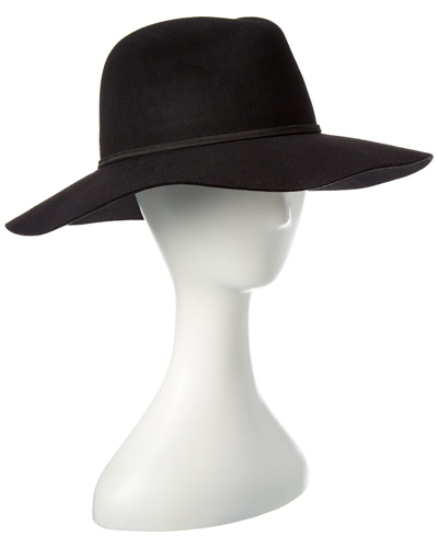 Phenix Wide Brim Leather-trim Wool Fedora In Black