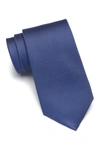 Calvin Klein Silver Spun Solid Silk Tie In Cobalt
