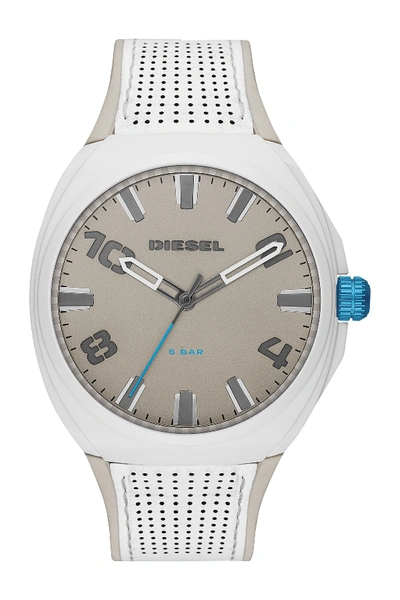 Diesel Men's Stigg Leather & Silicone Strap Watch, 48mm In White