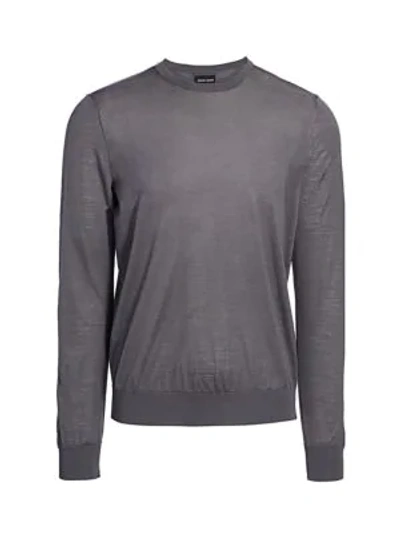 Giorgio Armani Men's Virgin Wool Crewneck Sweater In Fancy Grey