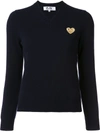 Comme Des Garçons Play Heart V-neck Jumper In Blue