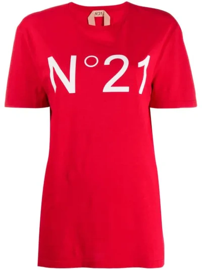 N°21 Logo-print Crew-neck T-shirt In Red
