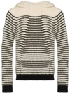 Saint Laurent Horizontal-stripe Knitted Hoodie In White