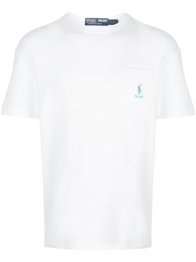 Palace X Polo Ralph Lauren Logo Embroidered T-shirt In White