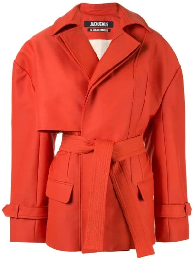 Jacquemus Asymmetric Short Coat In Orange