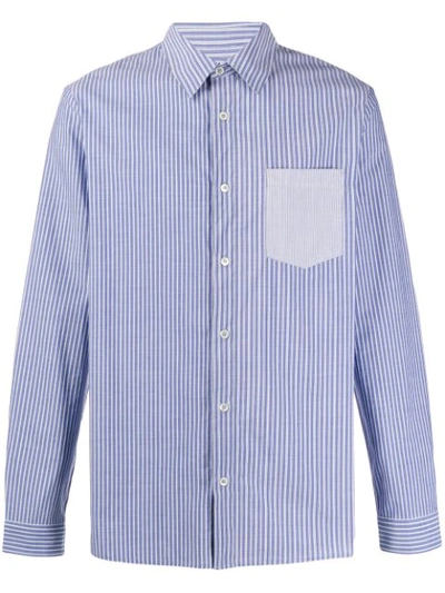 Apc Slim-fit Striped Shirt In Blue