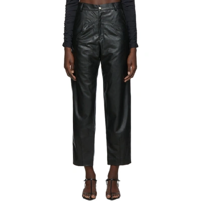 Markoo Ssense Exclusive Black Vegan Leather The Dropped Pocket Trousers