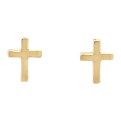 Stolen Girlfriends Club Gold Tiny Stolen Cross Earrings