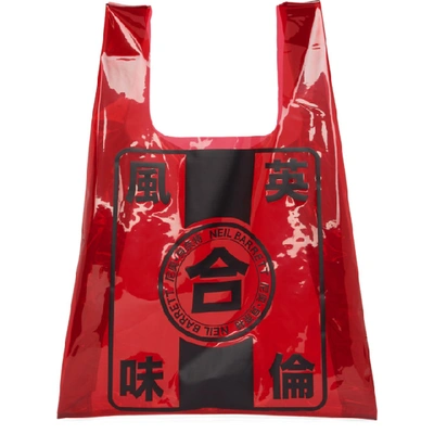 Neil Barrett Red And Black Pvc Supermarket Tote In 1097 Redblk