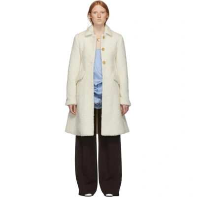 Marina Moscone Ssense Exclusive Off-white Longhair Irving Coat In Off White