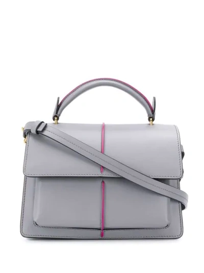 Marni Attache Leather Top Handle Bag In Grey