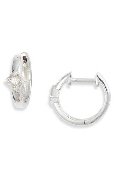 Anzie Cleo Huggie Hoop Earrings In Silver/ White Sapphire