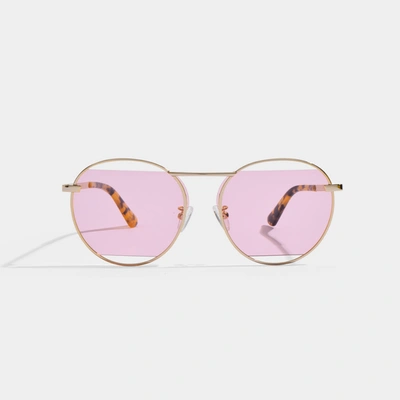 Alexander Mcqueen Round Sunglasses In Metallic