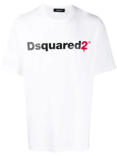 Dsquared2 White Cotton Logo Print T-shirt