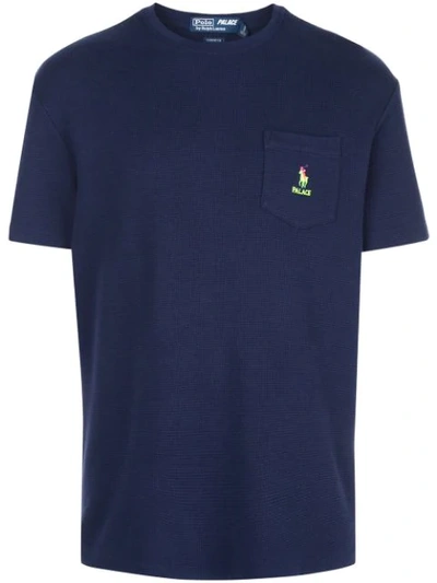 Palace X Ralph Lauren Waffle Pocket Tee In Blue