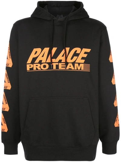 Palace Logo Print Drawstring Hoodie In Black