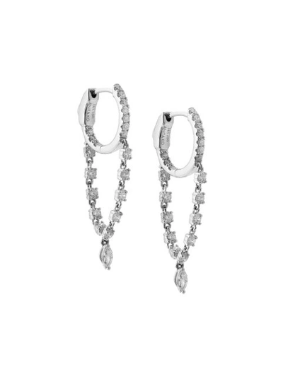 Anita Ko 18kt White Gold Sienna Diamond Chain Huggie Earrings In Silver