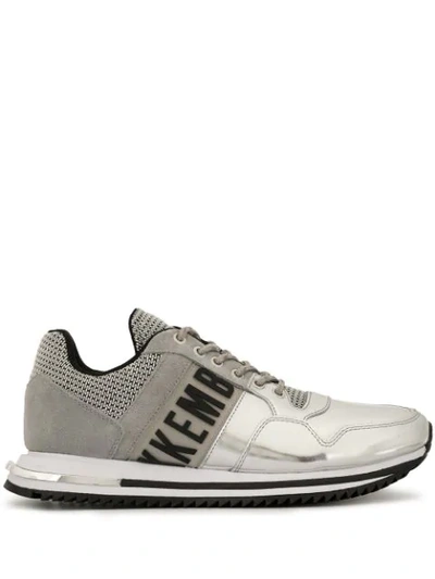 Dirk Bikkembergs Mixed Material Metallic Sneakers In Grey