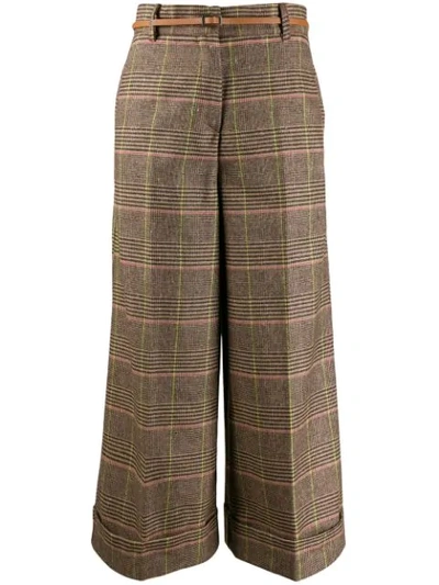 Alessia Santi Checked Pattern Palazzo Trousers In Brown