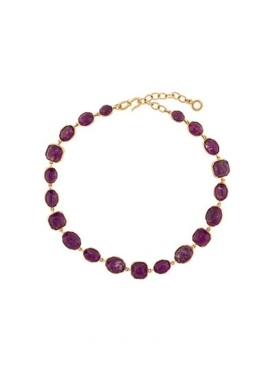 Goossens Cabochons Crystal-embellished Necklace In Gold