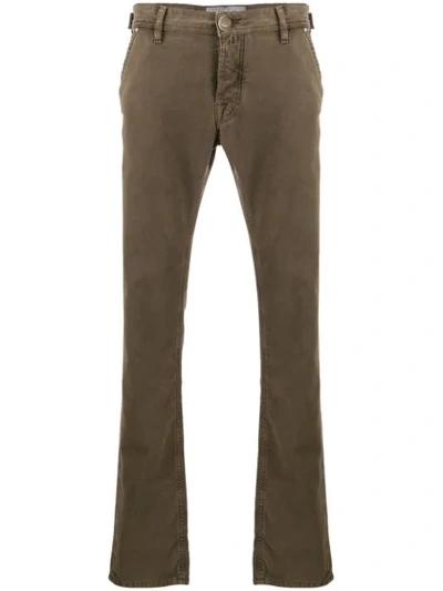 Jacob Cohen Vintage Wash Mid-rise Trousers In Green