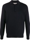Canali Long-sleeved Polo Shirt In Blue