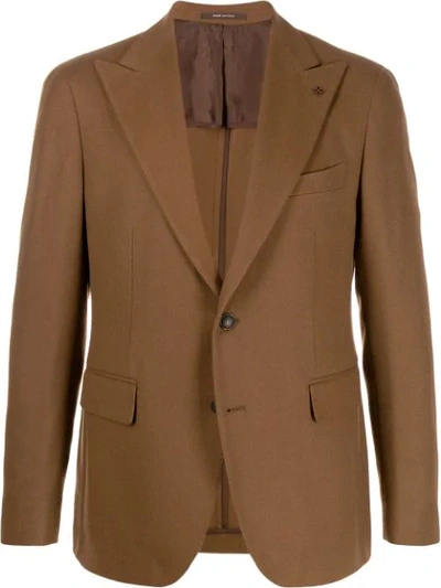 Tagliatore Fitted Single-breasted Blazer In Brown