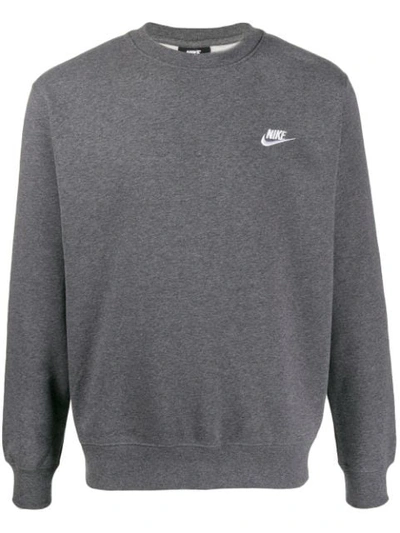 Nike Sportswear Club Logo-embroidered Cotton-blend Tech Fleece Sweatshirt In Gray