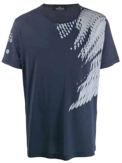 Stone Island Shadow Project Geometric Print Short-sleeve T-shirt In Blue