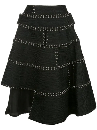 Comme Des Garçons Stitch-detail Flared Skirt In Black