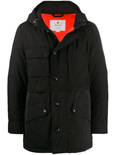 Woolrich Hooded Padded Jacket In Black
