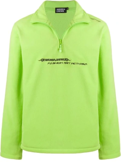 Andrea Crews Fleece Logo Sweatshirt In Green