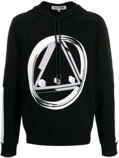 Mcq By Alexander Mcqueen Logo Print Hoodie With Contrasting Bands In Black