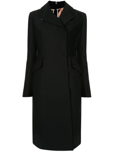 N°21 Zipped-detail Single-breasted Midi Coat In Black