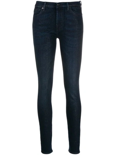 7 For All Mankind Sparkle Detail Skinny Jeans In Blue