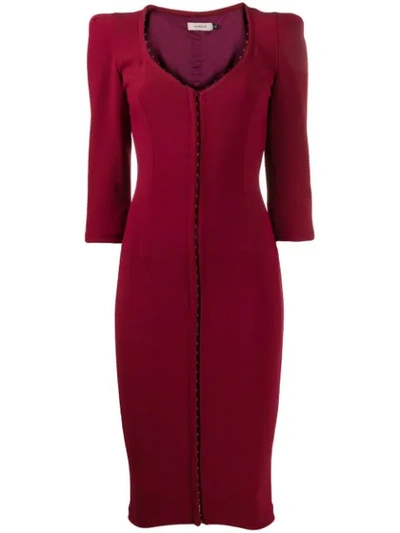 Murmur Front Hook Fitted Dress In Red
