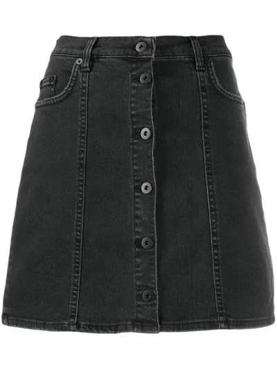 Mcq By Alexander Mcqueen Short A-line Denim Skirt In Black