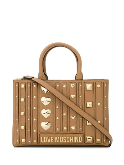 Love Moschino Studded Tote Bag In Brown