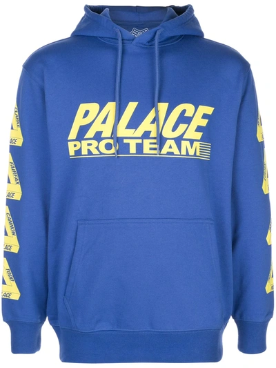 Palace Logo Print Drawstring Hoodie In Blue